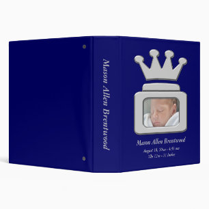 Blue Photo Frame Prince Crown Photo Album 3 Ring Binder