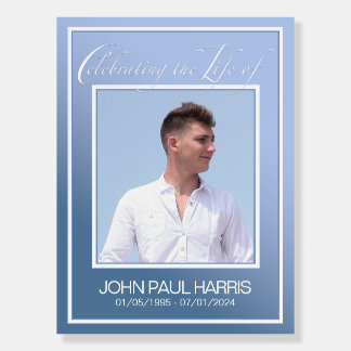 Blue Photo Funeral Welcome Sign