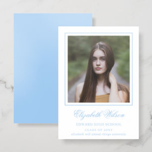 Blue Photo Graduation Announcement Letterpress
