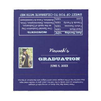 Blue Photo Graduation Favor Candy Wrappers Notepad