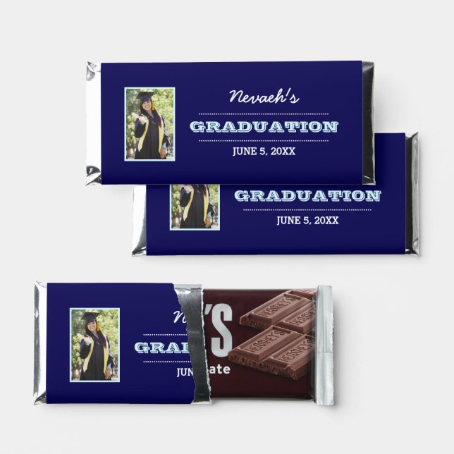 Blue Photo Graduation Hershey Bar Favors (Front)