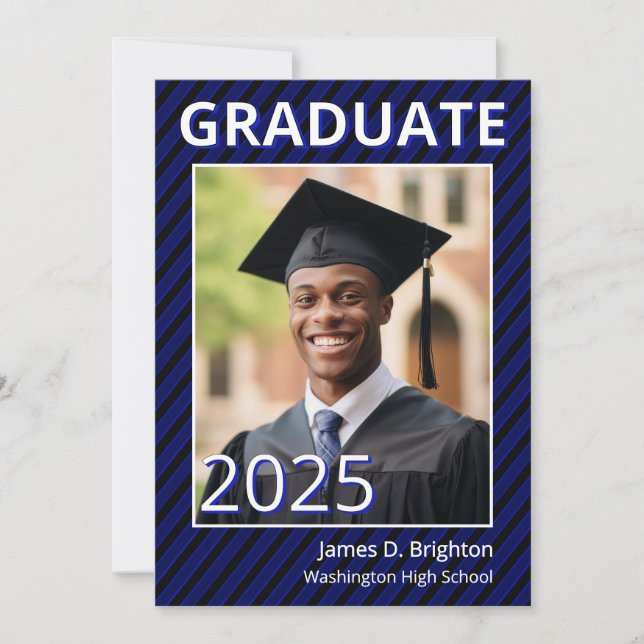 Blue Photo Graduation Invitation (Front)