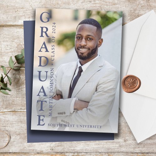  Blue Photo Graduation Invitation