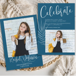 Blue Photo Graduation Invitation