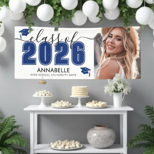 Blue Photo Graduation Party Banner