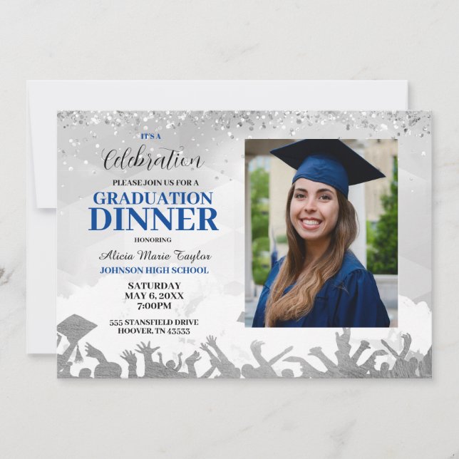 Blue Photo Graduation Party Invitation (Front)