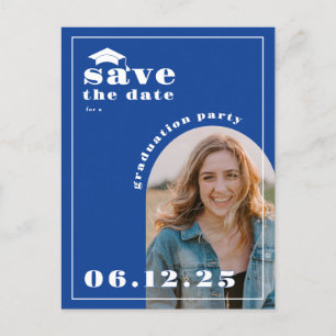 Blue Photo Graduation Party Save the Date Postcard