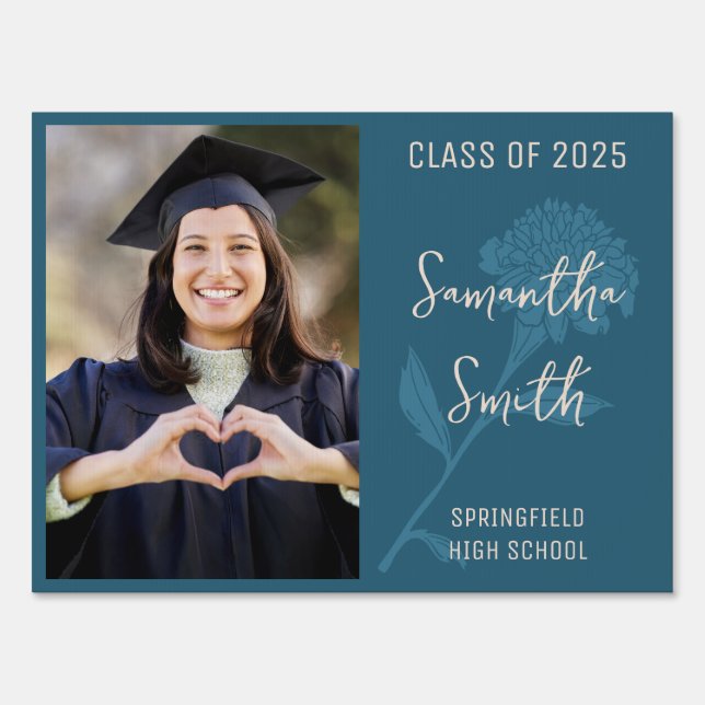 Blue Photo Graduation Sign (Front)