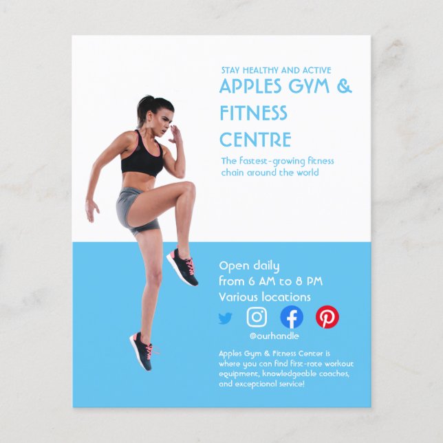 blue Photo gym personal trainer fitness Flyer (Front)