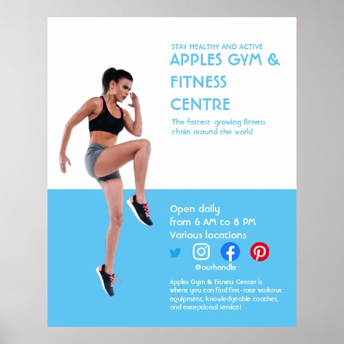 blue Photo gym personal trainer fitness Flyer Poster