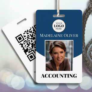 Blue Photo Logo Employee Name Badge