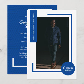 Blue Photo Modern Photo Graduation Invite