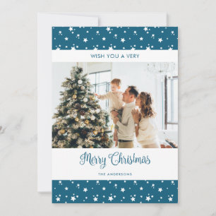 Blue Photo New Home Address Holiday Cards