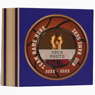 Blue Photo Personalized Basketball Binder Album