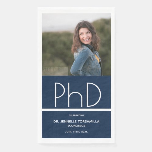 Blue Photo PhD Graduation Paper Guest Towels