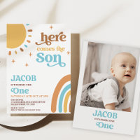 Blue Photo Retro Here Comes The Sun 1st Birthday