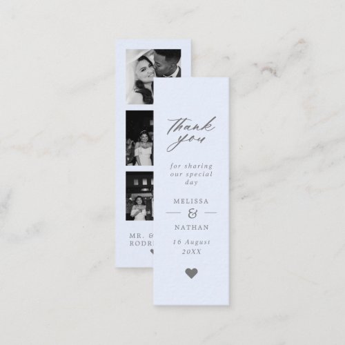 Blue Photo Strip Wedding Thank You Mini Bookmark Calling Card