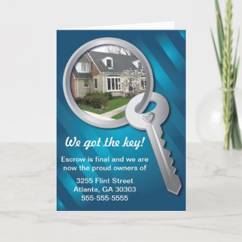 Blue Photo Template Key Ring New Home Card by youreinvited at Zazzle