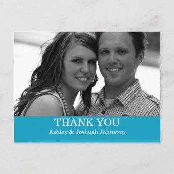 Blue Photo Thank You Wedding Post Cards by AllyJCat at Zazzle