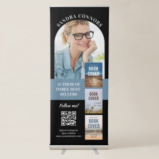 Blue Photo & Three Covers Author Promotional Retractable Banner