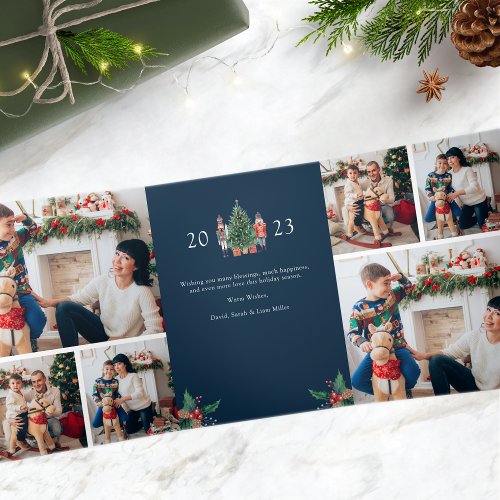 Blue Photo Trifold Holiday Card