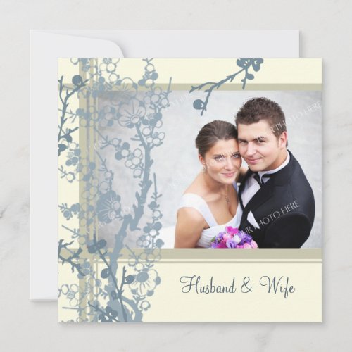 Blue Photo Vow Renewal Ceremony Invitation Card