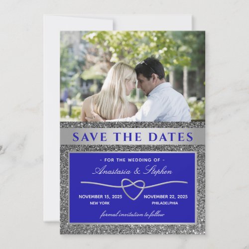 Blue Photo Wedding Save The Date