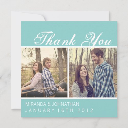 Blue Photo Wedding Thank You Cards Announcements