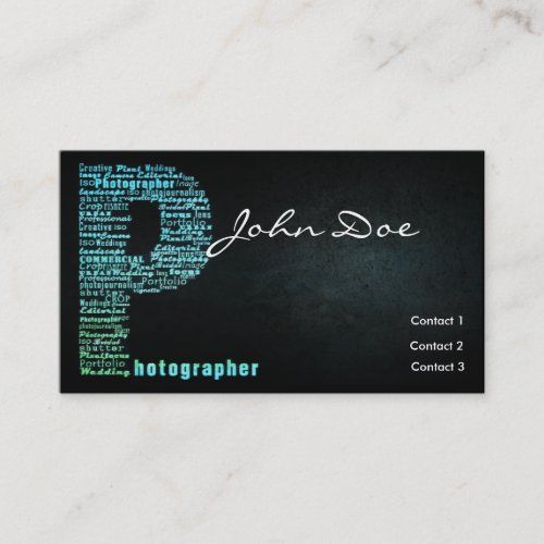 Blue Photography Typographic Business card
