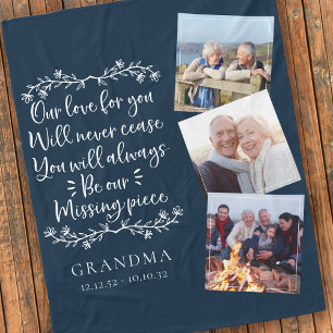 Blue Photos Memorial Keepsake Fleece Blanket