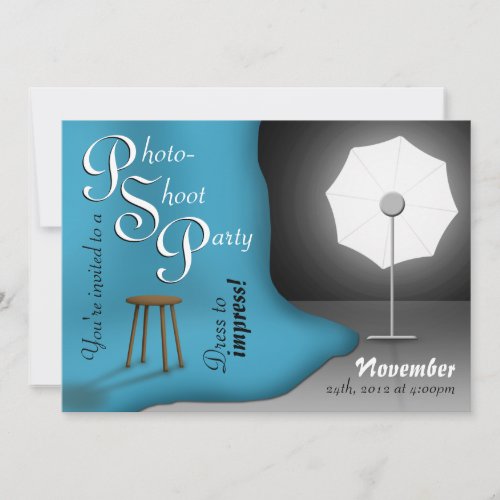 Blue Photoshoot Party Invitations