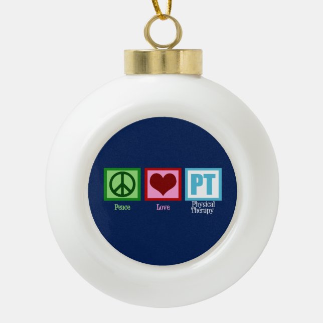 Blue Physical Therapy Ceramic Ball Christmas Ornament (Front)