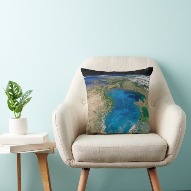 Blue Phytoplankton Bloom In The Black Sea Throw Pillow (Chair)