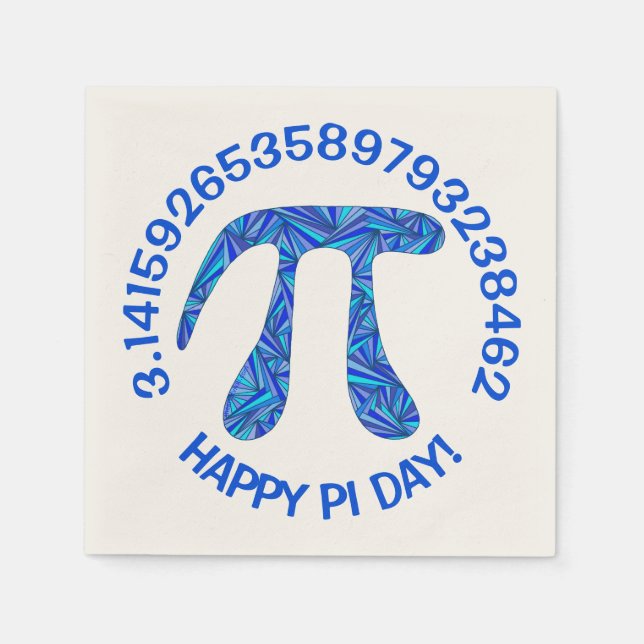 Blue Pi Symbol Math Geek Festive Happy Pi Day Napkins (Front)