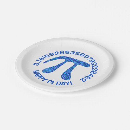 Blue Pi Symbol Math Geek Happy Pi Day Party Cute Paper Plates