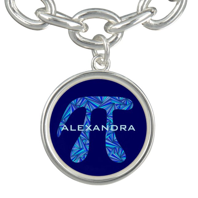 Blue Pi Symbol Math Geek Nerd Personalized Fun Bracelet (Design)