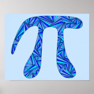 Blue Pi Symbol Math Geek Science Nerd Fun 11x14 Poster