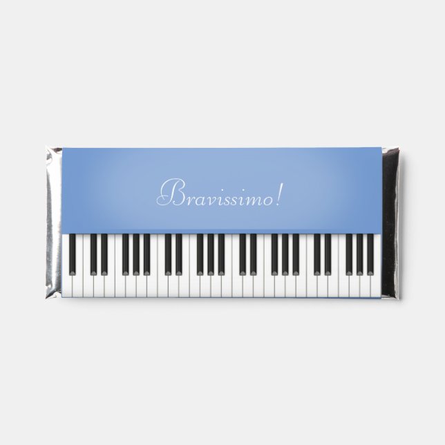 Blue Piano Keyboard Instrument Custom Message Hershey Bar Favors (Front)