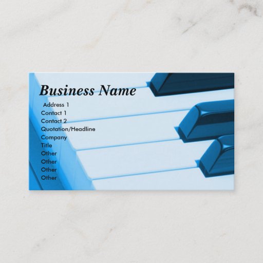 Customizable Blue Piano Keys Keyboard Business Card