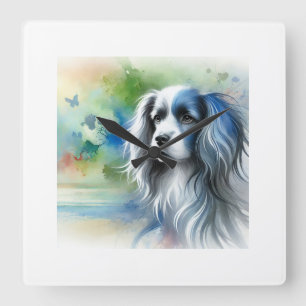 Blue Picardy Spaniel 151024AREF119 - Watercolor Square Wall Clock