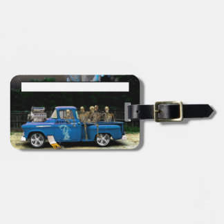 Blue Pick-up Truck and Skeleton Crew Luggage Tag