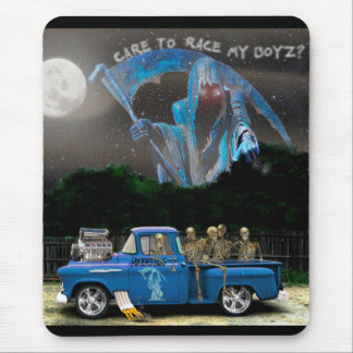 Blue Pick-up Truck and Skeleton Crew Mouse Pad