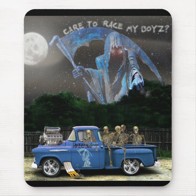Blue Pick-up Truck and Skeleton Crew Mouse Pad (Front)