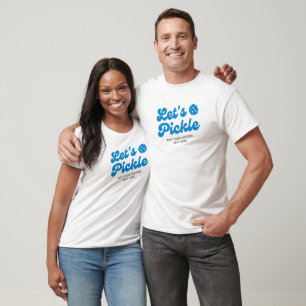 Blue Pickleball Let's Pickle Personalized Text T-Shirt
