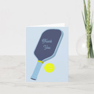 Blue Pickleball Paddle and Ball Letterpress Thank You Card