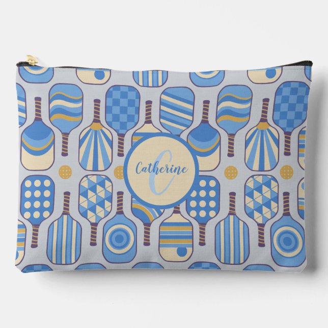 Blue Pickleball Paddles with Monogram Accessory Pouch (Front)