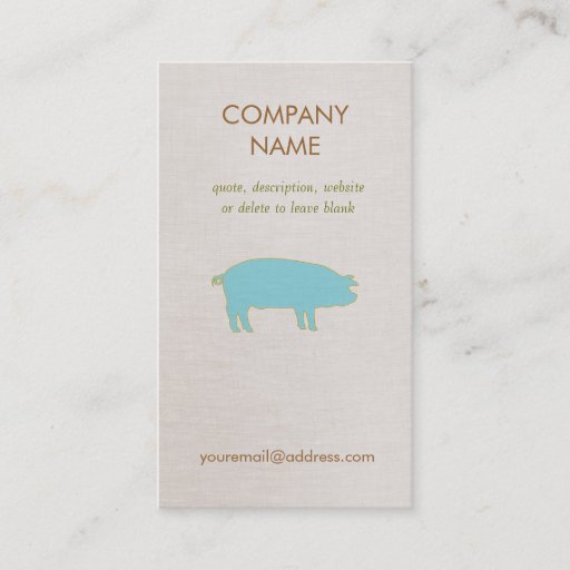 Customizable Blue Pig  Business Card