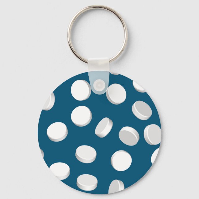 blue pills drugs keychain (Front)
