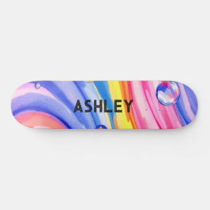 Blue Pin Surf Pattern Watercolor Skateboard