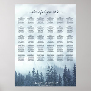 Blue Pine Forest 30 Table Wedding Seating Chart